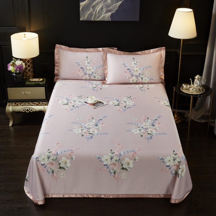 91家纺网 家纺一手货源 找家纺 威克凯丽 2025新款竹语天丝软凉席三件套 恬园-豆沙