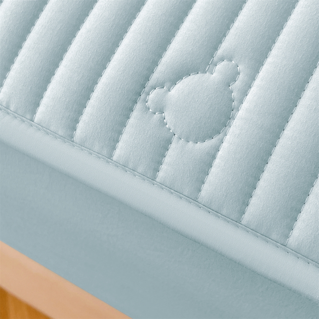 91家纺网 家纺一手货源 找家纺 雯豆家纺 2025新款洛川A类防水夹棉床笠三件套水洗棉磨毛床单保护套 洛川-淡水蓝