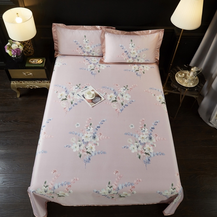 91家纺网 家纺一手货源 找家纺 威克凯丽 2025新款竹语天丝软凉席三件套 恬园-豆沙