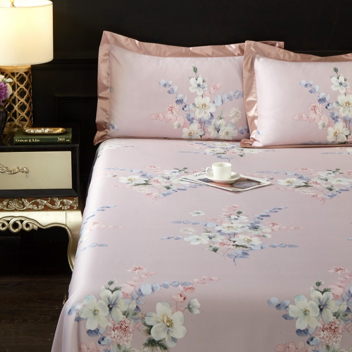 91家纺网 家纺一手货源 找家纺 威克凯丽 2025新款竹语天丝软凉席三件套 恬园-豆沙