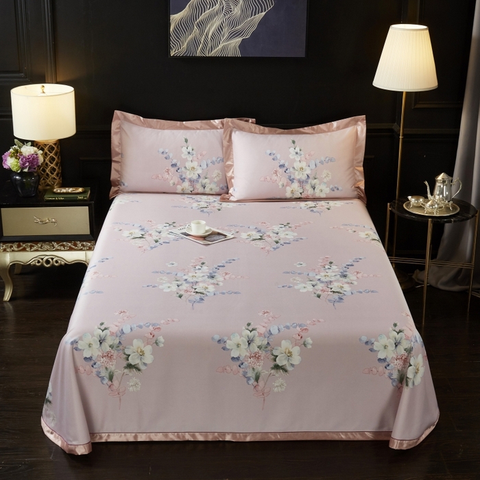 91家纺网 家纺一手货源 找家纺 威克凯丽 2025新款竹语天丝软凉席三件套 恬园-豆沙