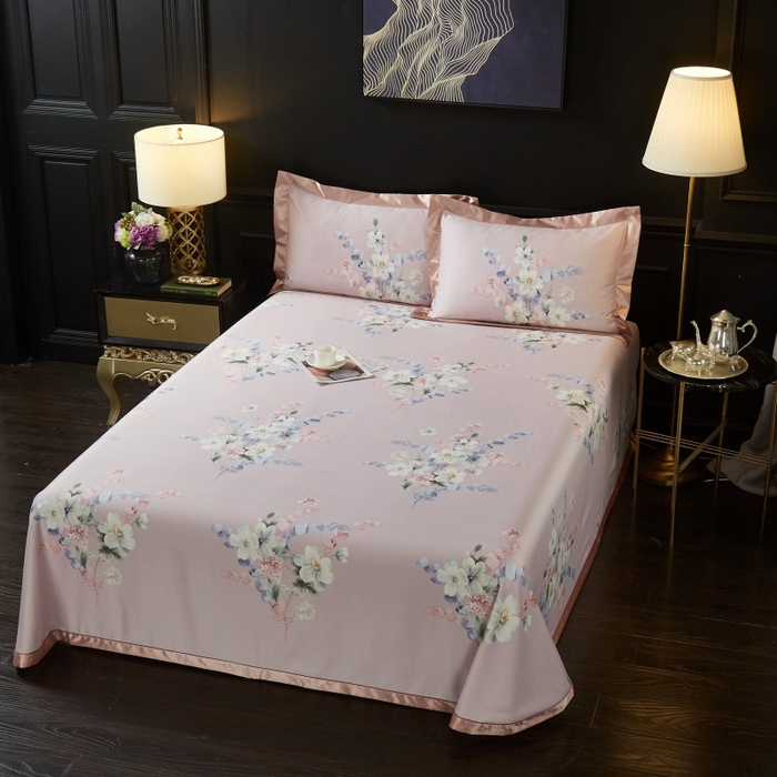 91家纺网 家纺一手货源 找家纺 威克凯丽 2025新款竹语天丝软凉席三件套 恬园-豆沙