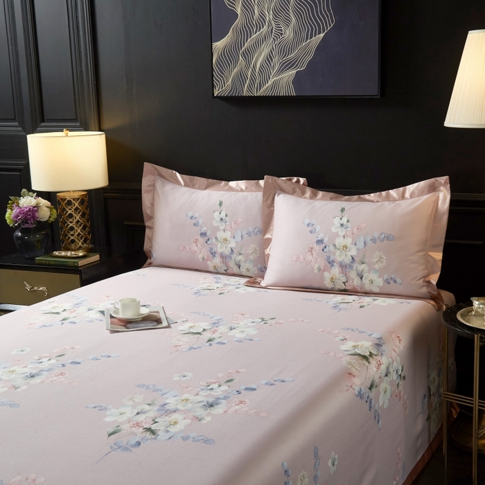 91家纺网 家纺一手货源 找家纺 威克凯丽 2025新款竹语天丝软凉席三件套 恬园-豆沙