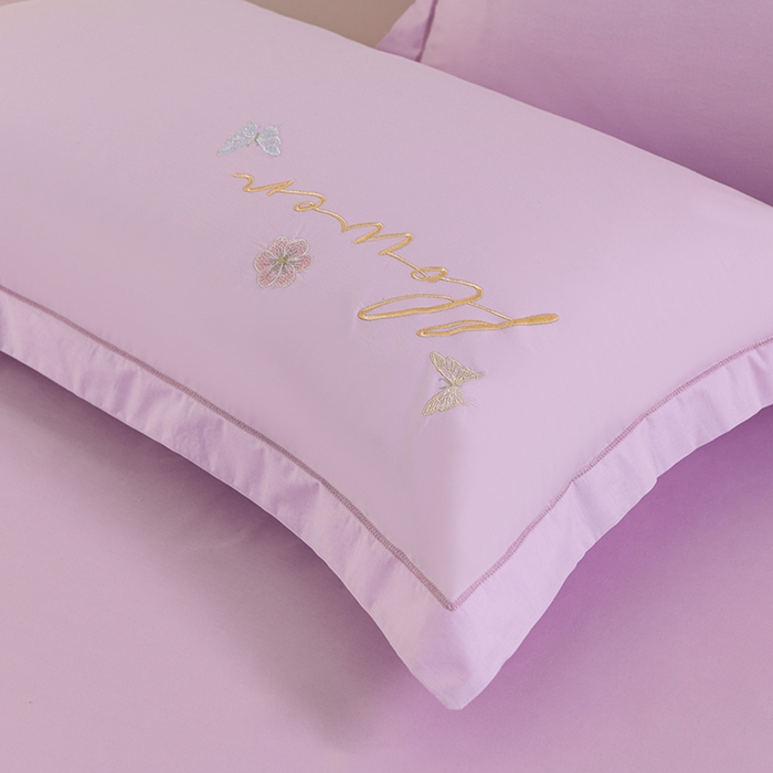 91家纺网 家纺一手货源 找家纺 登登家纺 2025新款A类长绒棉刺绣四件套-华尔兹 华尔兹-紫