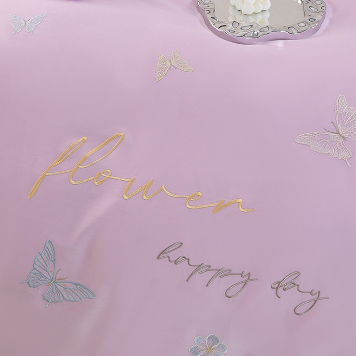 91家纺网 家纺一手货源 找家纺 登登家纺 2025新款A类长绒棉刺绣四件套-华尔兹 华尔兹-紫