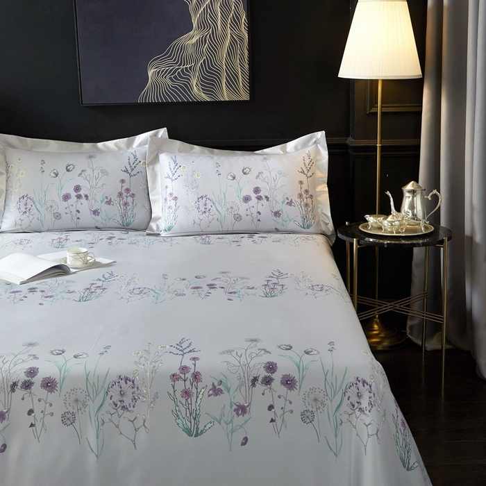 91家纺网 家纺一手货源 找家纺 威克凯丽 2025新款竹语天丝软凉席三件套 微微花语