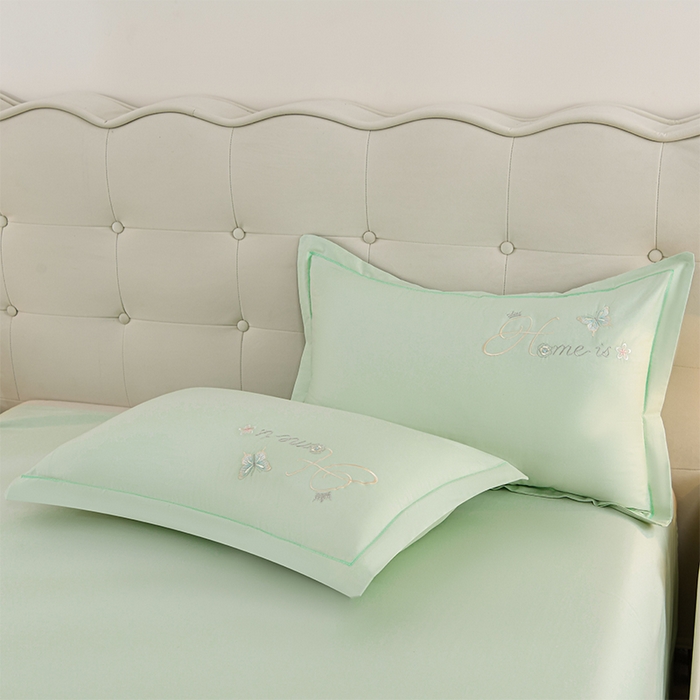 91家纺网 家纺一手货源 找家纺 登登家纺 2025新款A类长绒棉刺绣四件套-风铃 风铃-青