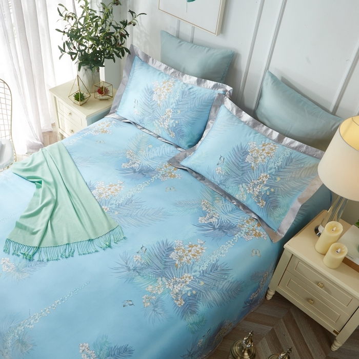 91家纺网 家纺一手货源 找家纺 威克凯丽 2025新款竹语天丝软凉席三件套 欣然一叶