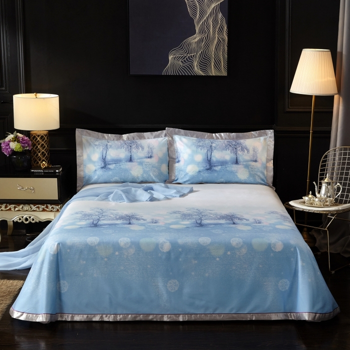 91家纺网 家纺一手货源 找家纺 威克凯丽 2025新款竹语天丝软凉席三件套 意韵美景