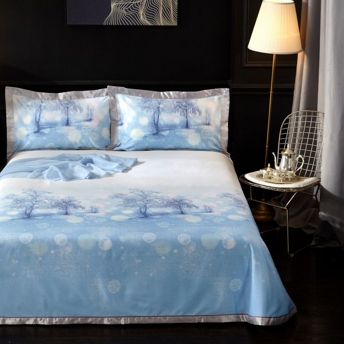 91家纺网 家纺一手货源 找家纺 威克凯丽 2025新款竹语天丝软凉席三件套 意韵美景