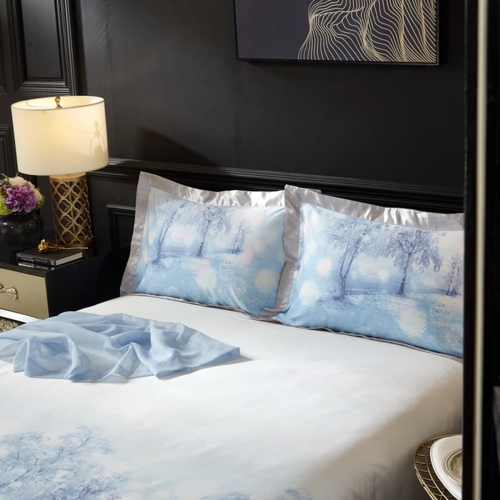 91家纺网 家纺一手货源 找家纺 威克凯丽 2025新款竹语天丝软凉席三件套 意韵美景