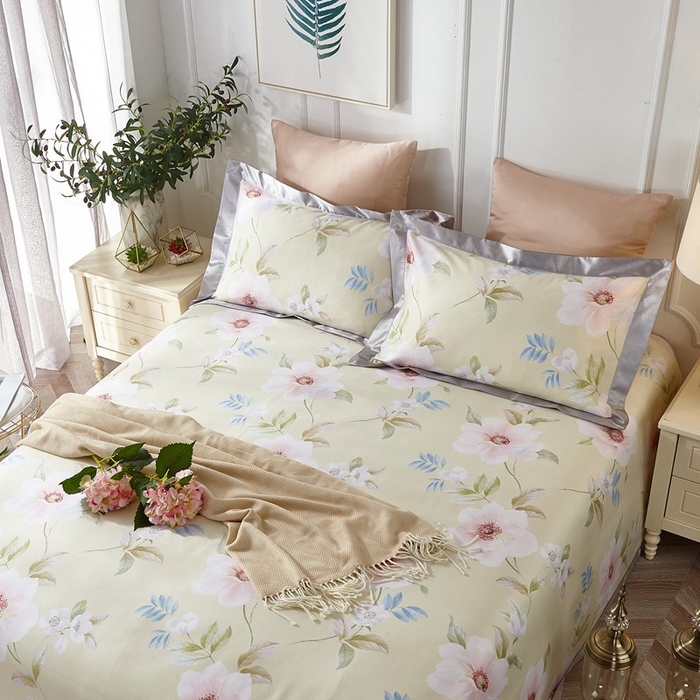 91家纺网 家纺一手货源 找家纺 威克凯丽 2025新款竹语天丝软凉席三件套 云水之谣-浅黄