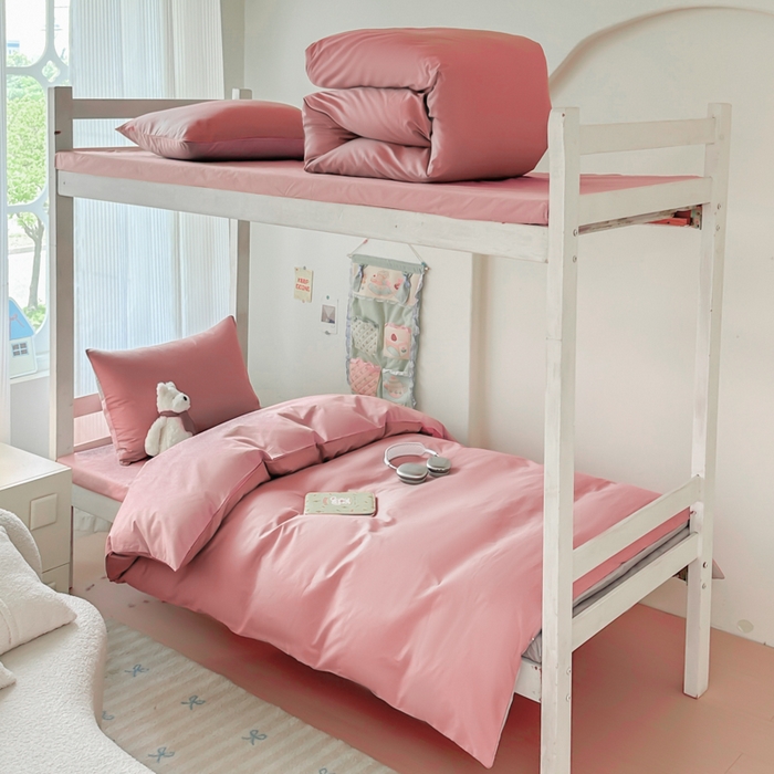 91家纺网 家纺一手货源 找家纺 （总）简冠家纺 2025新款13372全棉纯色学生三件套