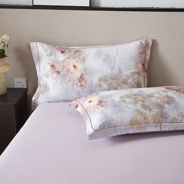 91家纺网 家纺一手货源 找家纺 金纱玉纺家纺 2025数码印花100%棉四件套 飞花-彐