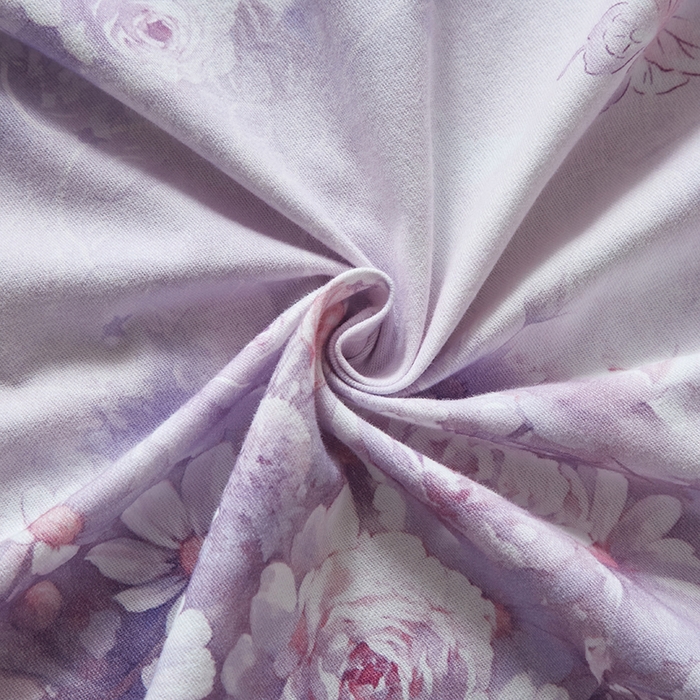 91家纺网 家纺一手货源 找家纺 金纱玉纺家纺 2025数码印花100%棉四件套 雨梦-紫