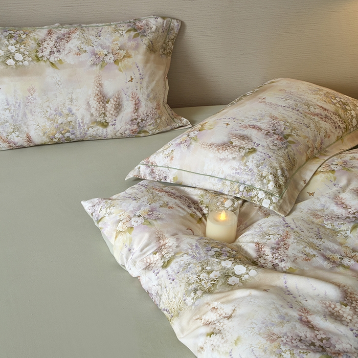 91家纺网 家纺一手货源 找家纺 金纱玉纺家纺 2025数码印花100%棉四件套 华美-绿