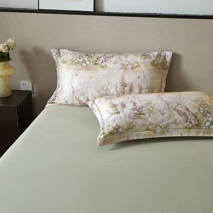 91家纺网 家纺一手货源 找家纺 金纱玉纺家纺 2025数码印花100%棉四件套 华美-绿