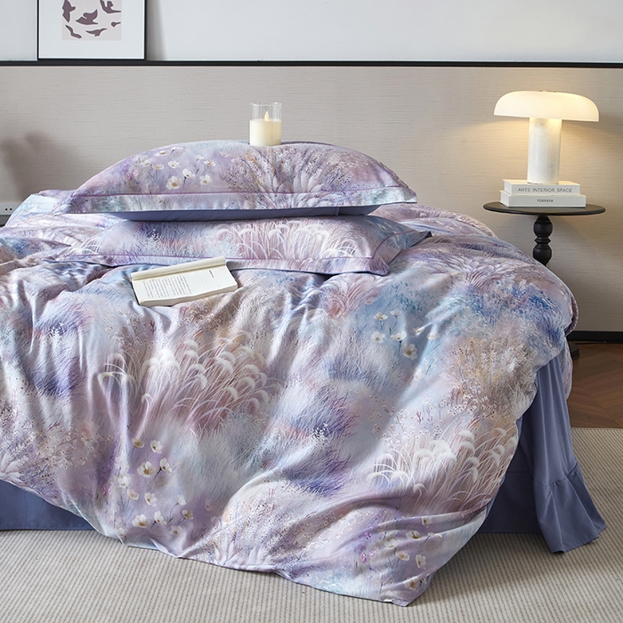 91家纺网 家纺一手货源 找家纺 金纱玉纺家纺 2025数码印花100%棉四件套 秋意浓-彐