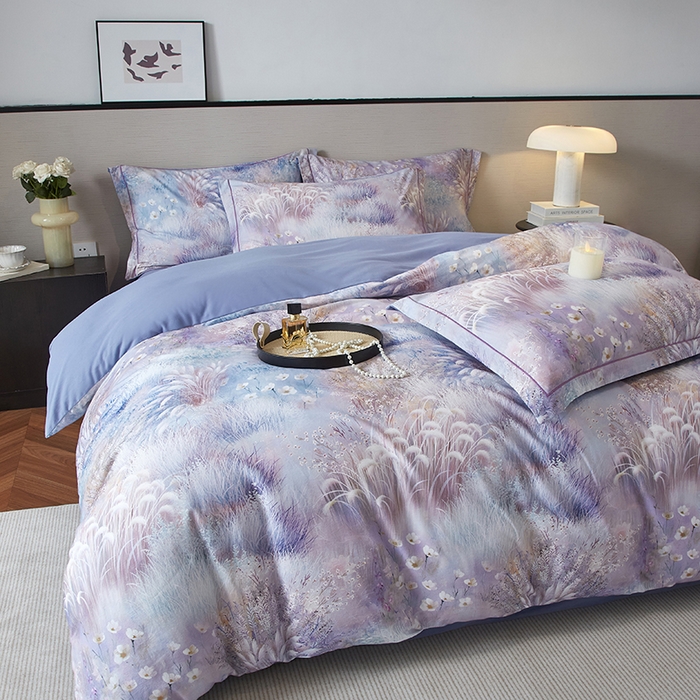 91家纺网 家纺一手货源 找家纺 金纱玉纺家纺 2025数码印花100%棉四件套 秋意浓-彐