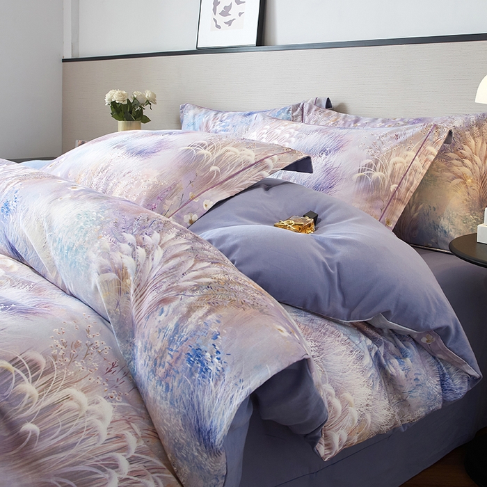 91家纺网 家纺一手货源 找家纺 金纱玉纺家纺 2025数码印花100%棉四件套 秋意浓-彐