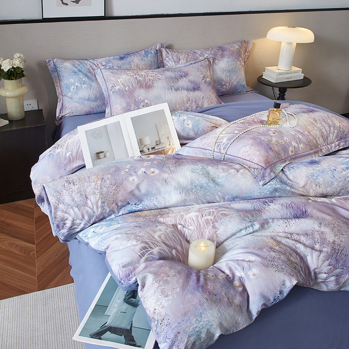 91家纺网 家纺一手货源 找家纺 金纱玉纺家纺 2025数码印花100%棉四件套 秋意浓-彐