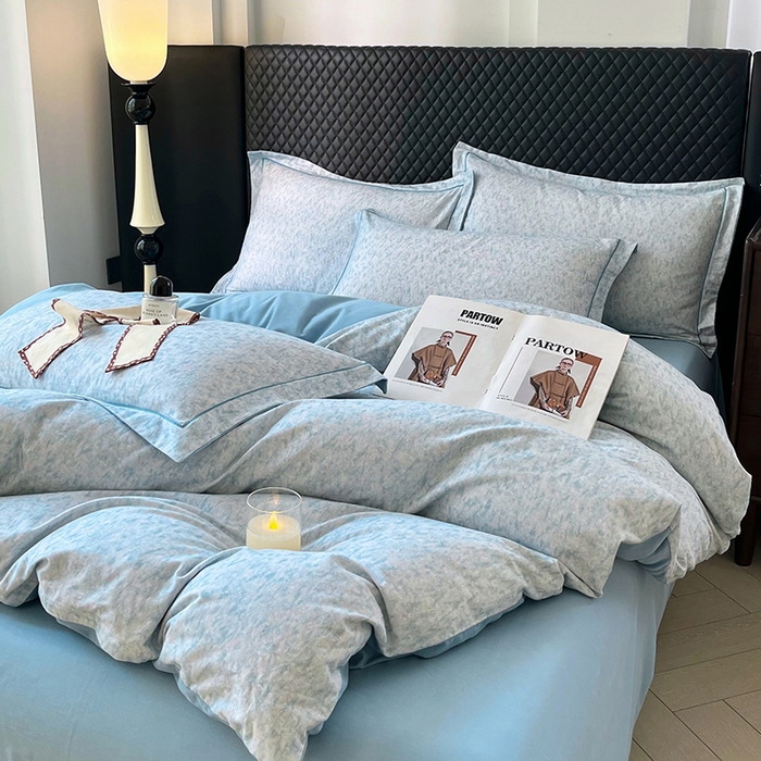 91家纺网 家纺一手货源 找家纺 金纱玉纺家纺 2025数码印花100%棉四件套 新世纪-兰