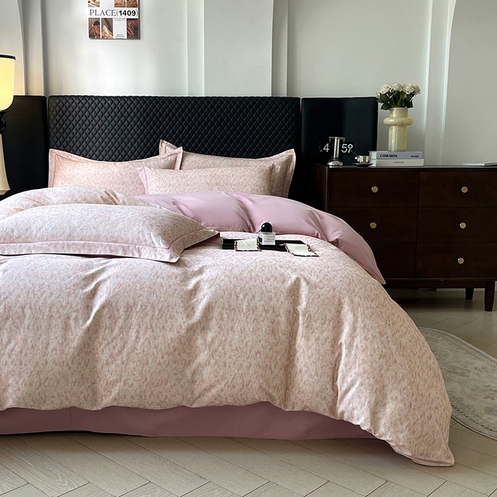 91家纺网 家纺一手货源 找家纺 金纱玉纺家纺 2025数码印花100%棉四件套 新世纪-粉