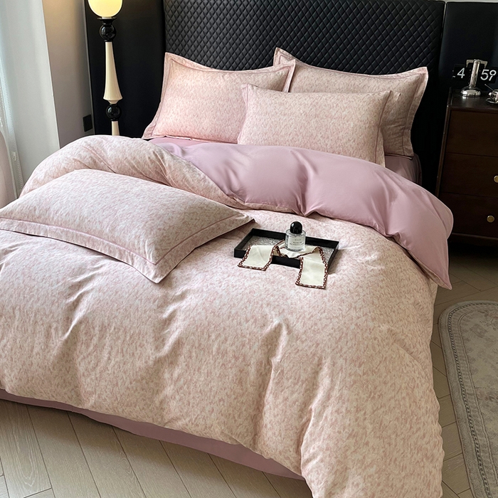 91家纺网 家纺一手货源 找家纺 金纱玉纺家纺 2025数码印花100%棉四件套 新世纪-粉