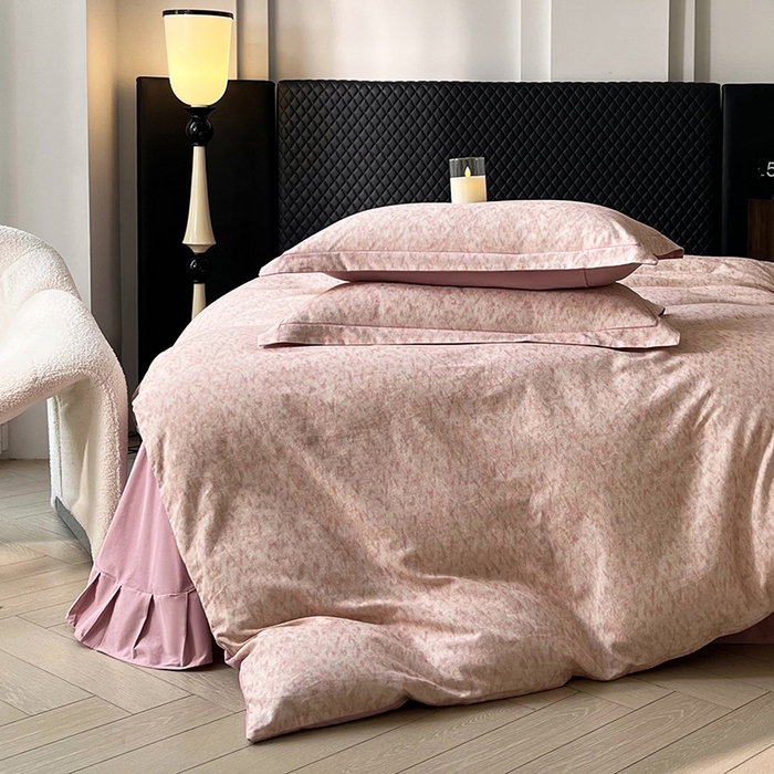 91家纺网 家纺一手货源 找家纺 金纱玉纺家纺 2025数码印花100%棉四件套 新世纪-粉