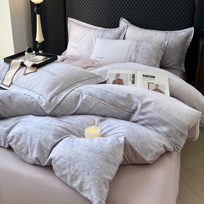 91家纺网 家纺一手货源 找家纺 金纱玉纺家纺 2025数码印花100%棉四件套 枕月之梦-紫