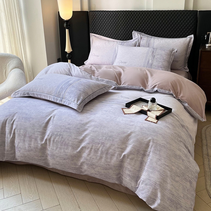 91家纺网 家纺一手货源 找家纺 金纱玉纺家纺 2025数码印花100%棉四件套 枕月之梦-紫