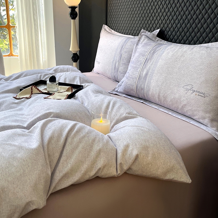 91家纺网 家纺一手货源 找家纺 金纱玉纺家纺 2025数码印花100%棉四件套 枕月之梦-紫