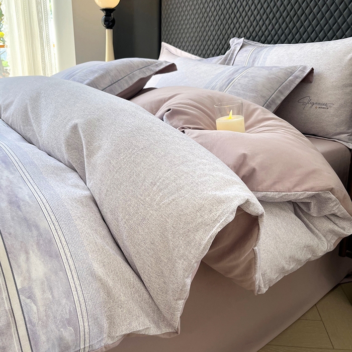 91家纺网 家纺一手货源 找家纺 金纱玉纺家纺 2025数码印花100%棉四件套 枕月之梦-紫