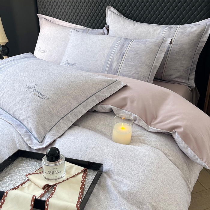 91家纺网 家纺一手货源 找家纺 金纱玉纺家纺 2025数码印花100%棉四件套 枕月之梦-紫