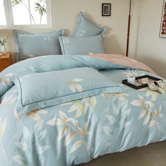 91家纺网 家纺一手货源 找家纺 威克凯丽 2025新款全棉13372系列四件套 清颜-兰