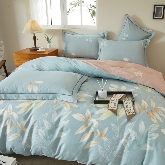 91家纺网 家纺一手货源 找家纺 威克凯丽 2025新款全棉13372系列四件套 清颜-兰