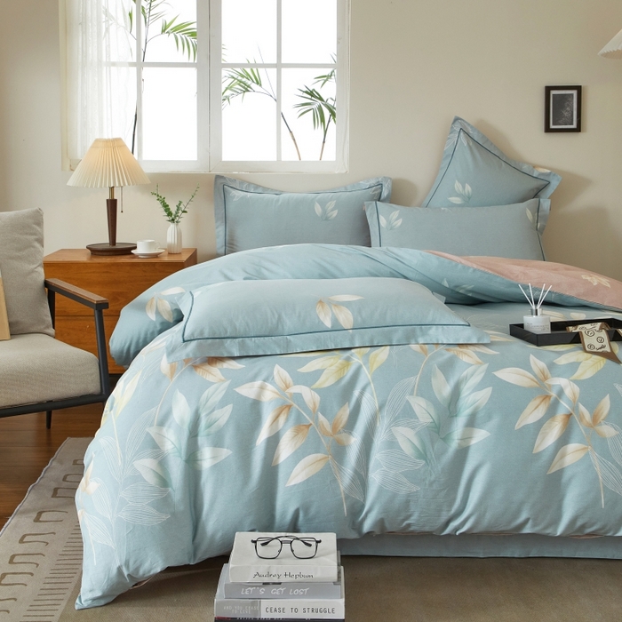 91家纺网 家纺一手货源 找家纺 威克凯丽 2025新款全棉13372系列四件套 清颜-兰