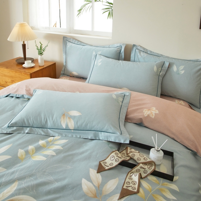 91家纺网 家纺一手货源 找家纺 威克凯丽 2025新款全棉13372系列四件套 清颜-兰