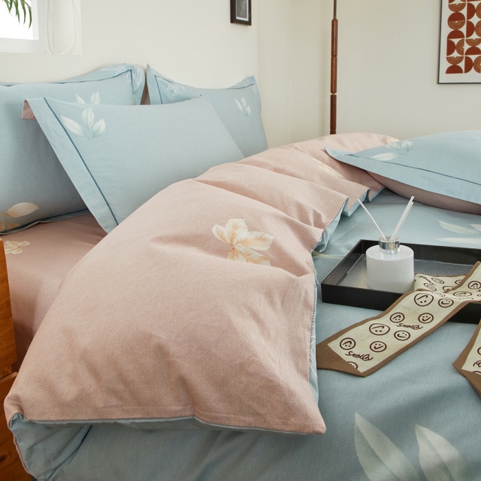 91家纺网 家纺一手货源 找家纺 威克凯丽 2025新款全棉13372系列四件套 清颜-兰