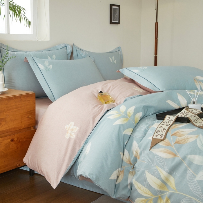 91家纺网 家纺一手货源 找家纺 威克凯丽 2025新款全棉13372系列四件套 清颜-兰