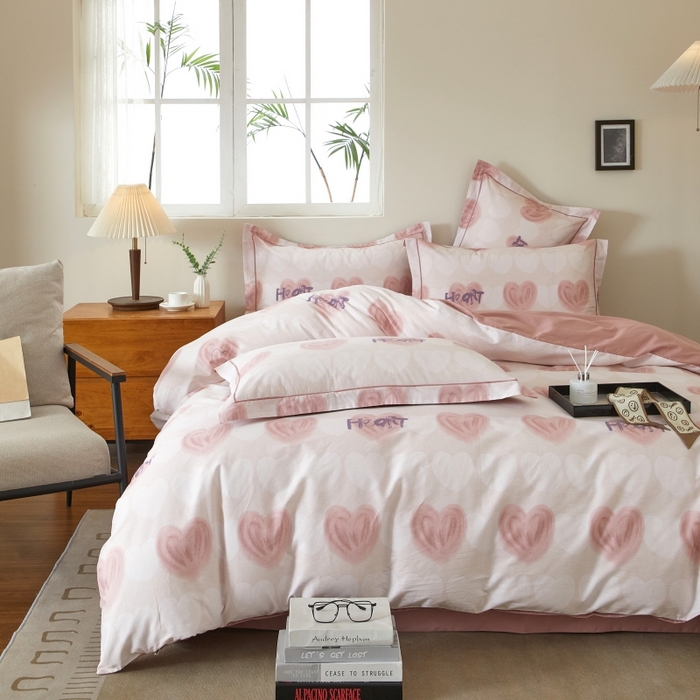 91家纺网 家纺一手货源 找家纺 威克凯丽 2025新款全棉13372系列四件套 心心相印