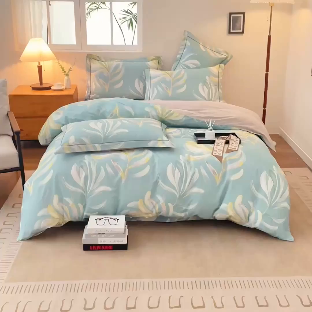 91家纺网 家纺一手货源 找家纺 威克凯丽 2025新款全棉13372系列四件套 雅兰