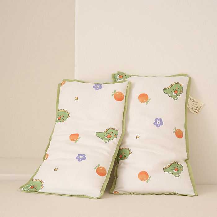 91家纺网 家纺一手货源 找家纺 晚儿 2025新款亲肤舒适全棉纯棉儿童棉花枕枕头枕芯 白色恐龙 30x50cm/对