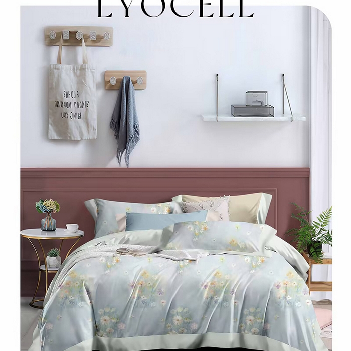 威克凯丽 2025新款50印花天丝四件套 浅晴-绿