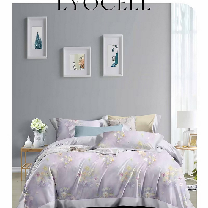 威克凯丽 2025新款50印花天丝四件套 浅晴-紫