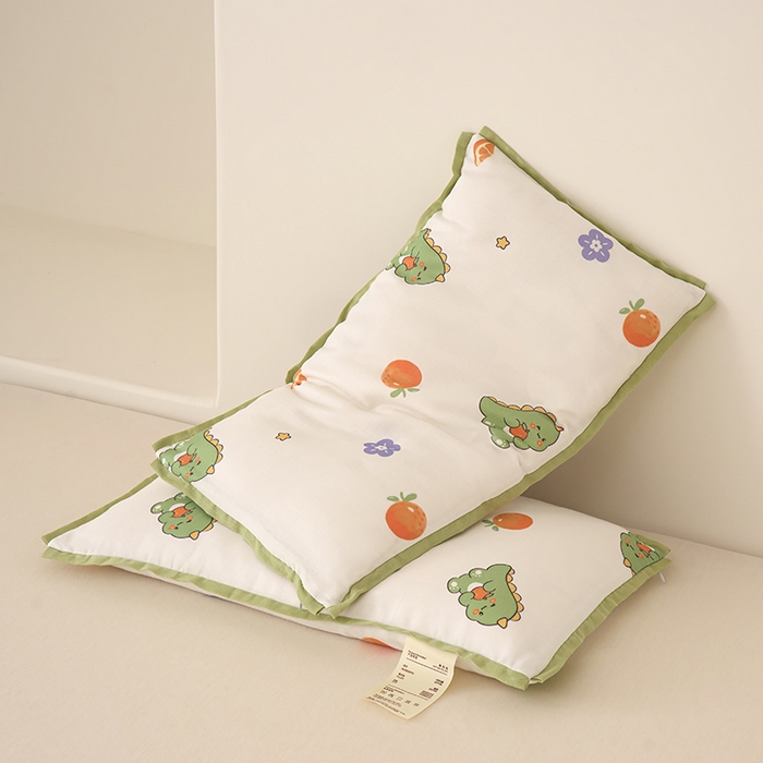 91家纺网 家纺一手货源 找家纺 晚儿 2025新款亲肤舒适全棉纯棉儿童棉花枕枕头枕芯 白色恐龙 30x50cm/对