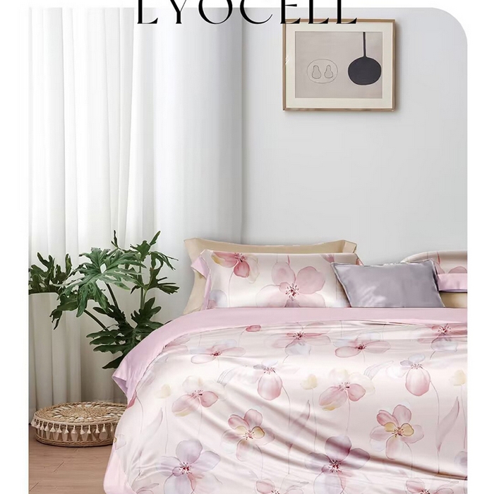 威克凯丽 2025新款50印花天丝四件套 微遥-粉