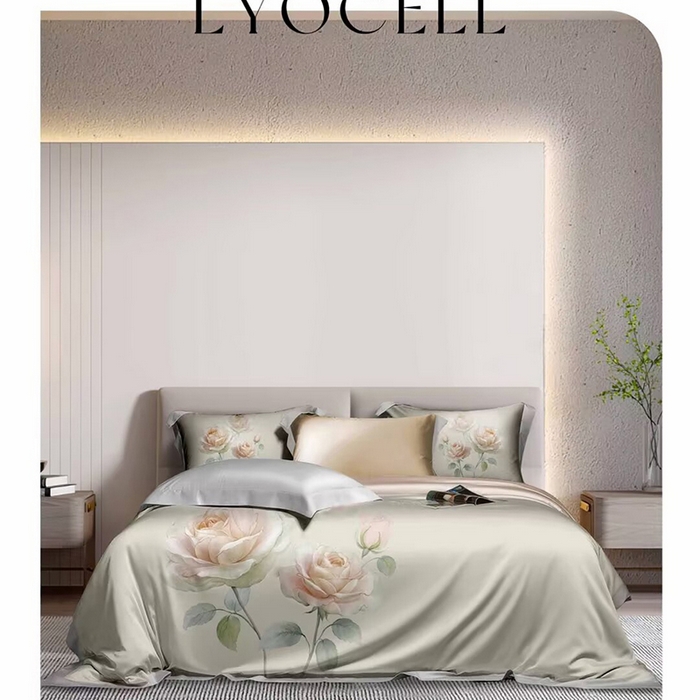 威克凯丽 2025新款50印花天丝四件套 一览芳华-灰