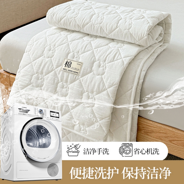 91家纺网 家纺一手货源 找家纺 西域种棉人·千百笠 2025新款A类抗菌里外全棉纯棉100%新疆棉花填充床护垫床褥子单人双人学生垫 夏洛软垫-白