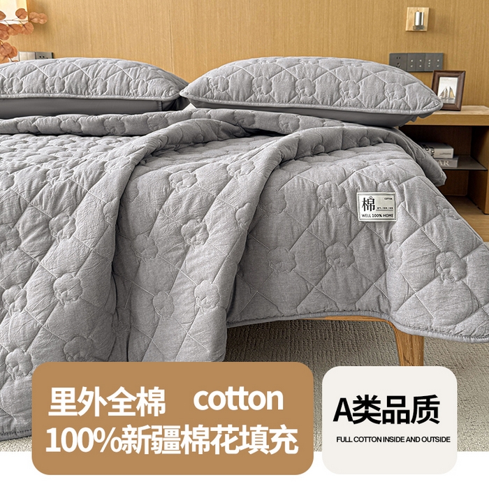 91家纺网 家纺一手货源 找家纺 西域种棉人·千百笠 2025新款A类抗菌里外全棉纯棉100%新疆棉花填充床护垫床褥子单人双人学生垫 夏洛软垫-灰